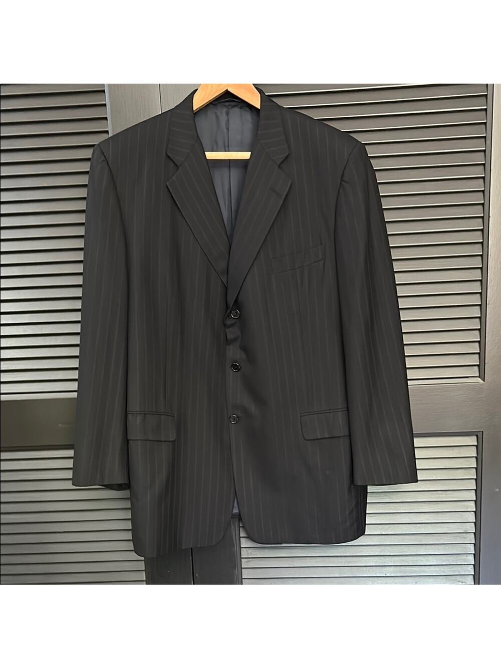 Hickey-Freeman Nordstrom 100% Wool Black Pinstripe Blazer, Size 48L